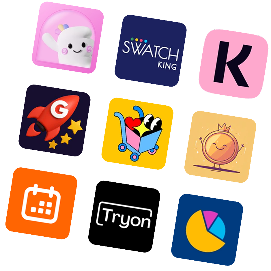 Portfolio of custom-engineered Shopify apps developed by Miller+Smith, showing diverse SaaS products in the Shopify App Store.